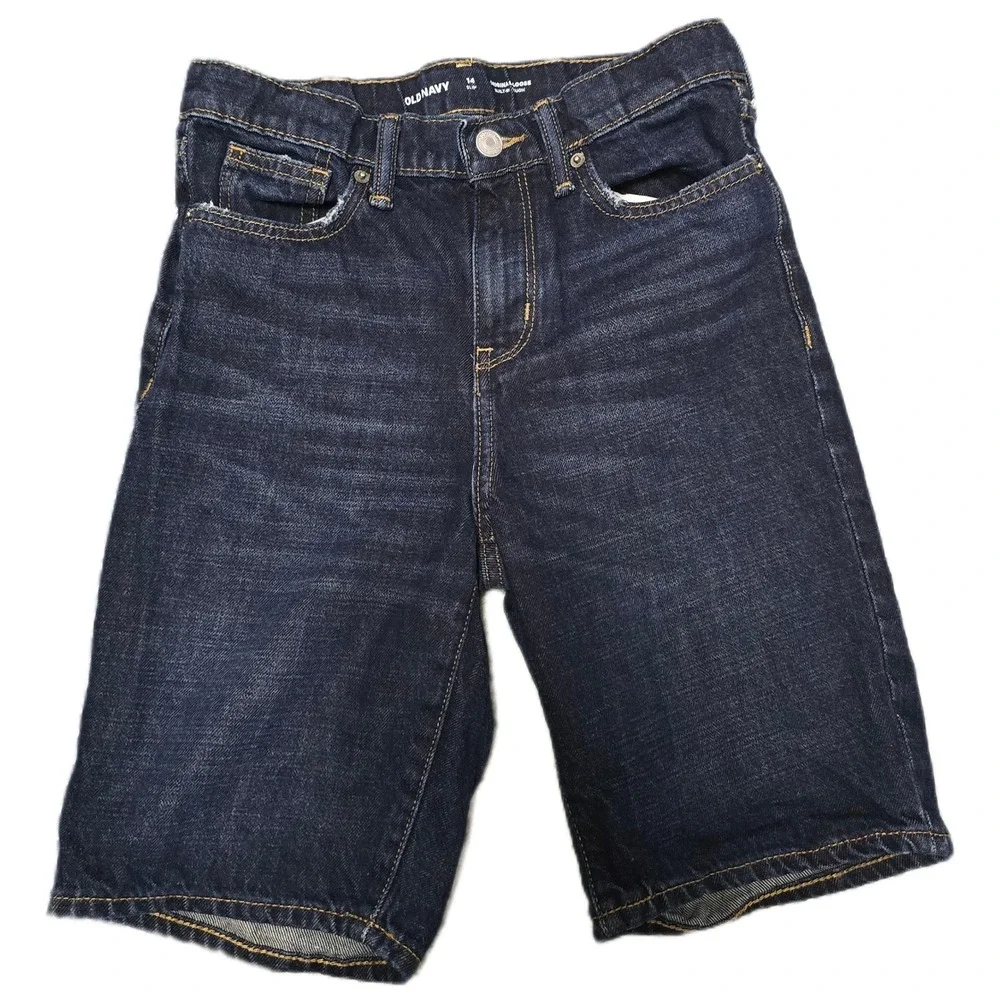 2 pair Old Navy Denim Short Kid 14 Slim Dark Wash Excellent‎ Original Loose (B)